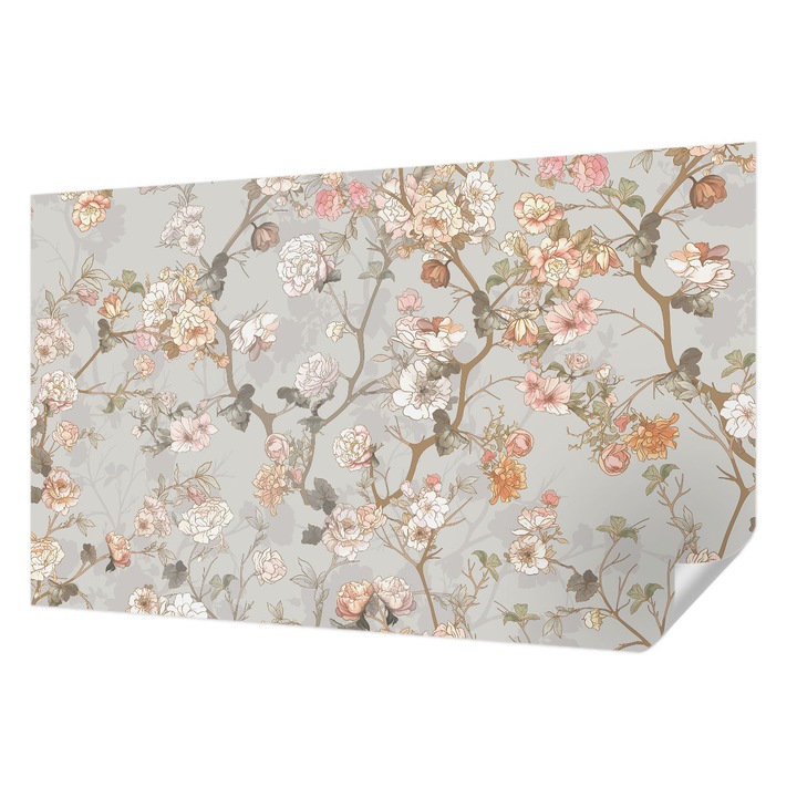 Öntapadós Tapéta Falra, Wallfluent, Romantikus minta, Szürke, 416 x 254 cm, Modern Dizájn, Könnyen Felszerelhető És Tisztítható, 010170060070000282749