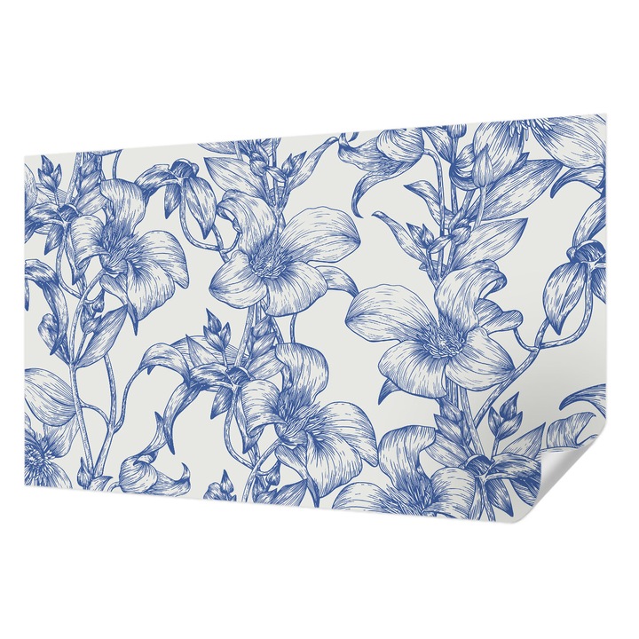 Öntapadós Tapéta Fali Dekoráció, Wallfluent, Virágágak, Fehér, 416 x 254 cm, Nappaliba, Konyhába, 010170060070000282747