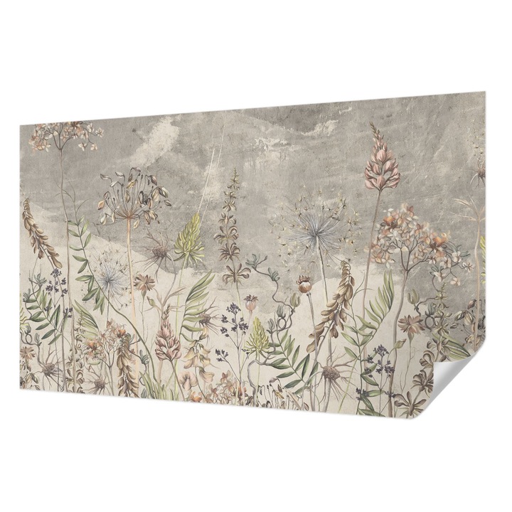 Öntapadós Fotótapéta Falra, Wallfluent, Vadon élő növények, Szürke, 416 x 254 cm, Fali Dekoráció, Nedvesség- És Foltálló, 010170060070000282756