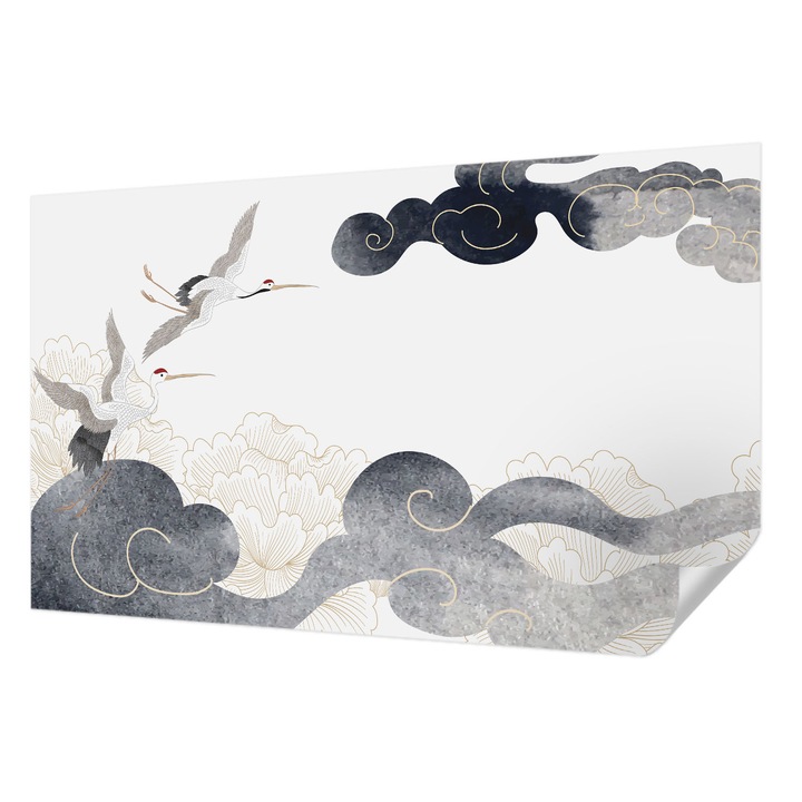 Öntapadós Tapéta Fali Dekoráció, Wallfluent, Daruk repülés közben, Fehér, 416 x 254 cm, Modern Dizájn, Nedvesség- És Foltálló, 010170060070000282774