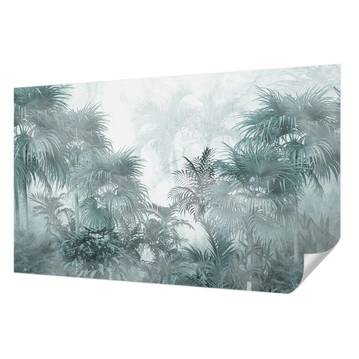 Öntapadós Tapéta Fali Dekoráció, Wallfluent, Egzotikus zöld, Kék, 416 x 254 cm, Dekoráció, Falra, 010170060070000282778