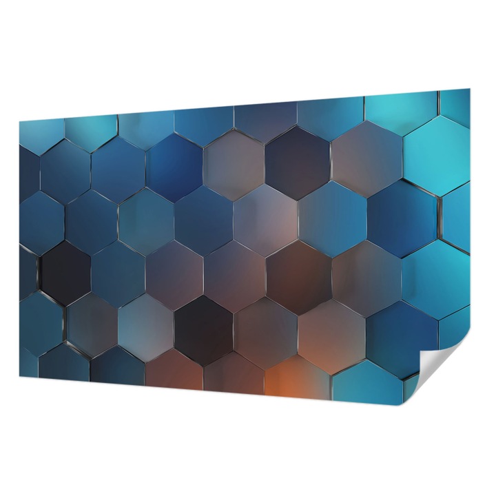Öntapadós Tapéta Falra, Wallfluent, Kék hatszögek, Kék, 416 x 254 cm, Klasszikus, Könnyen Felszerelhető, 010170060070000282856