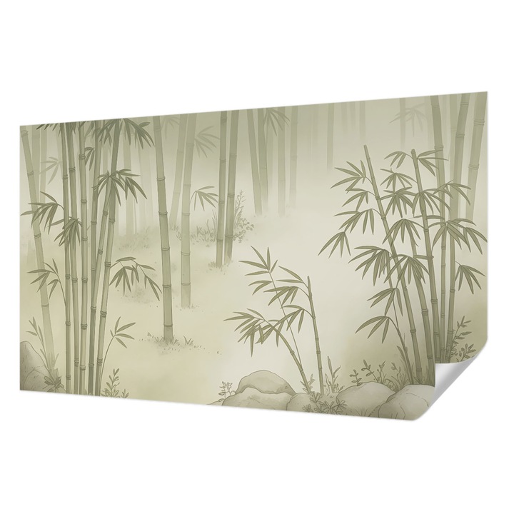 Öntapadós Dekor Tapéta, Wallfluent, Békés táj, Zöld, 416 x 254 cm, Fali Dekoráció, Nedvesség- És Foltálló, 010170060070000284709