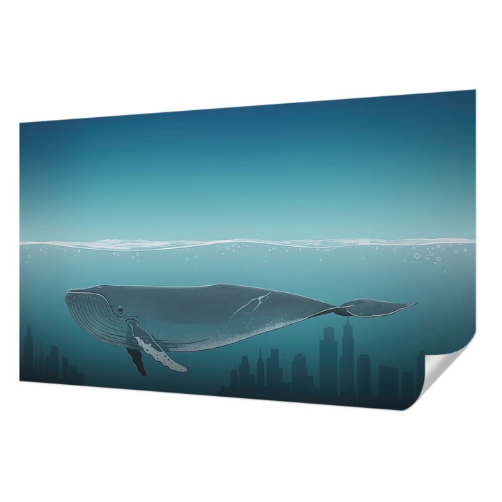 Öntapadós Dekor Tapéta, Wallfluent, Víz harmónia, Kék, 416 x 254 cm, Erős Ragasztó, Modern Belsőépítészeti Dekoráció, 010170060070000284711