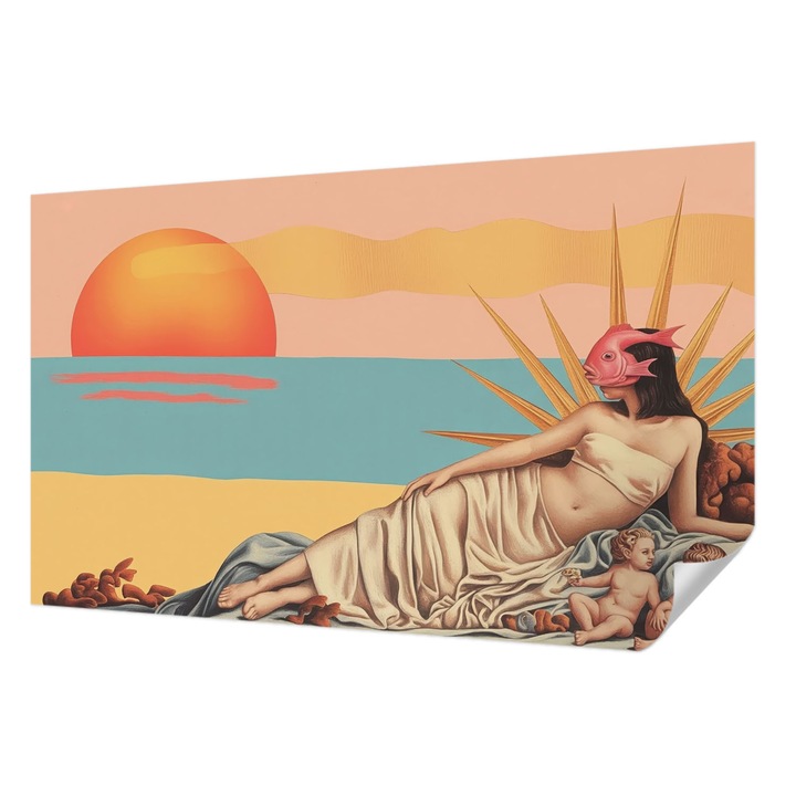 Öntapadós Tapéta Falra, Wallfluent, A szürrealizmus nyugata, Fehér, 416 x 254 cm, Fali Dekoráció, Nedvesség- És Foltálló, 010170060070000284726