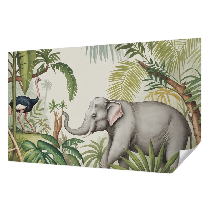 Öntapadós Tapéta Fali Dekoráció, Wallfluent, Egzotikus jelenet, Zöld, 416 x 254 cm, Dekoráció, Falra, 010170060070000284722