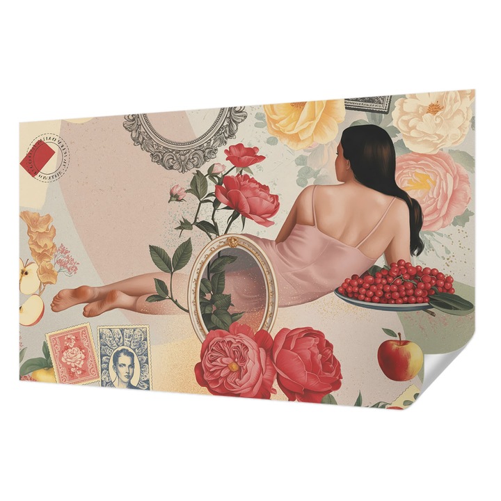 Öntapadós Dekor Tapéta, Wallfluent, Virágos elegancia, Bézs, 416 x 254 cm, Modern Dizájn, Könnyen Felszerelhető És Tisztítható, 010170060070000284743