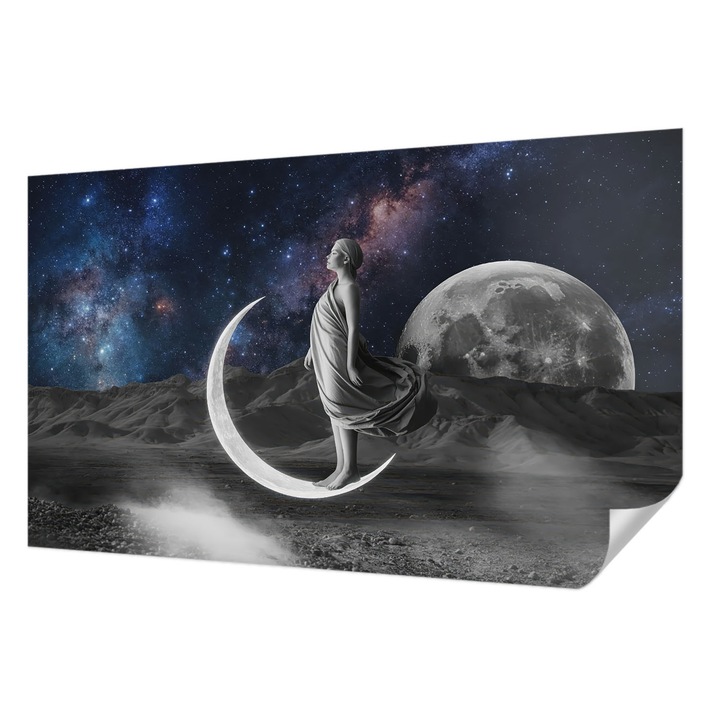 Öntapadós Fotótapéta Falra, Wallfluent, Éjszakai álmok, Fekete és fehér, 416 x 254 cm, Nappaliba, Konyhába, 010170060070000284738