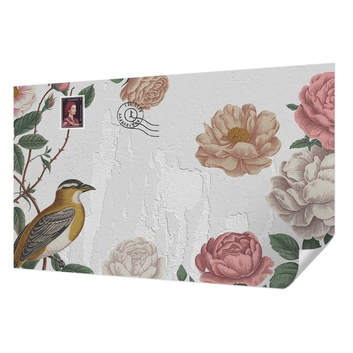 Öntapadós Dekor Tapéta, Wallfluent, Vintage virágok, Fehér, 416 x 254 cm, Klasszikus, Könnyen Felszerelhető, 010170060070000284745