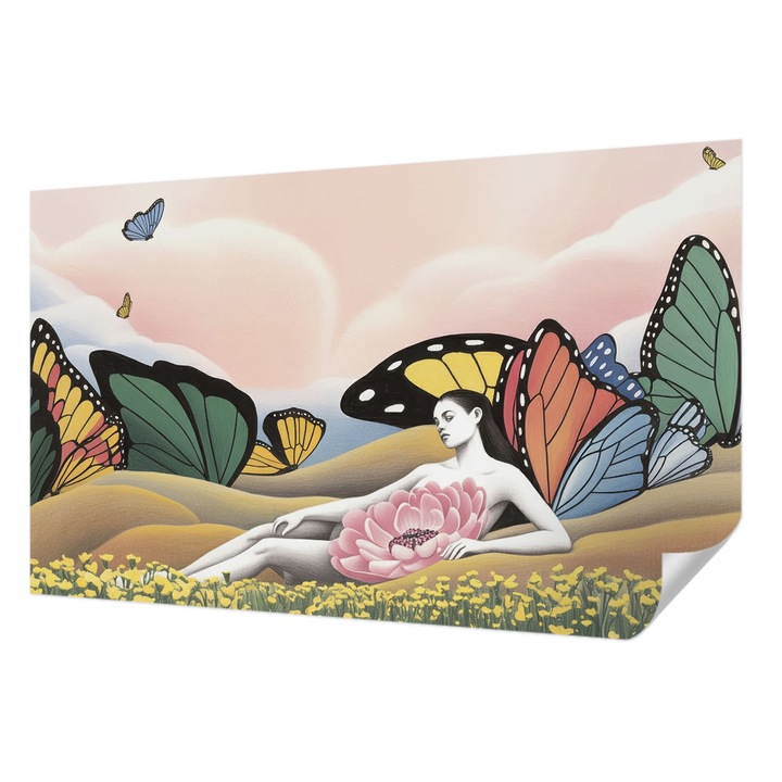 Öntapadós Dekor Tapéta, Wallfluent, Pillangó rét, Fehér, 416 x 254 cm, Fali Dekoráció, Nedvesség- És Foltálló, 010170060070000284742