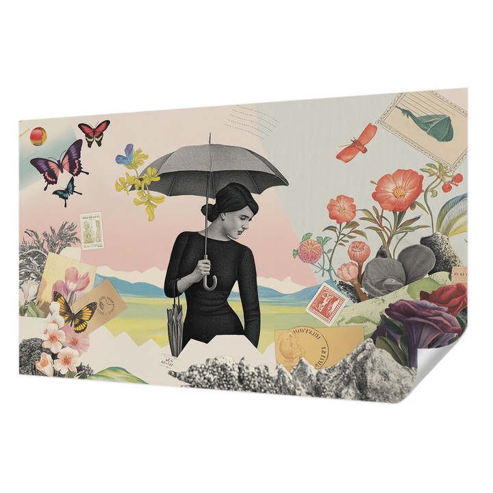 Öntapadós Fotótapéta Falra, Wallfluent, Romantikus kollázs, Rózsaszín, 416 x 254 cm, Erős Ragasztó, Modern Belsőépítészeti Dekoráció, 010170060070000284735