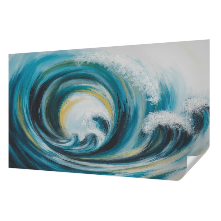 Öntapadós Tapéta Fali Dekoráció, Wallfluent, Tengeri hullám, Türkiz, 416 x 254 cm, Könnyen Tisztítható, Nedvességálló, 010170060070000284750