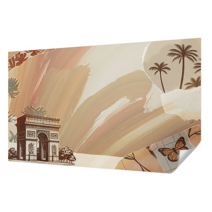 Öntapadós Tapéta Falra, Wallfluent, Egzotikus utazás, Bézs, 416 x 254 cm, Modern Dizájn, Könnyen Felszerelhető És Tisztítható, 010170060070000284725