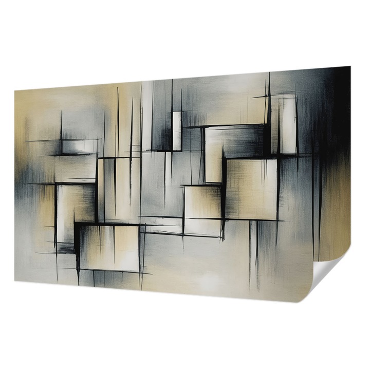 Öntapadós Fotótapéta Falra, Wallfluent, Absztrakt geometria, Szürke, 416 x 254 cm, Klasszikus, Könnyen Felszerelhető, 010170060070000284760