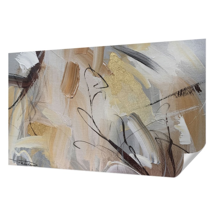 Tapet Autocolant De Perete, Wallfluent, Compozitie abstracta, Bej, 416 x 254 cm, Pentru Interior, Usor De Curatat, 010170060070000284772