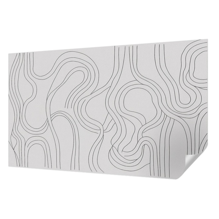 Öntapadós Tapéta Fali Dekoráció, Wallfluent, Organikus vonalak, Fehér, 416 x 254 cm, Könnyen Tisztítható, Nedvességálló, 010170060070000284781