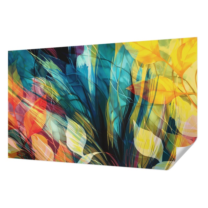 Fali Fotótapéta Autodeziv, Wallfluent, Frunze abstracte, Albastru, 416 x 254 cm, Pentru Living, Birou, Hol, 010170060070000284791