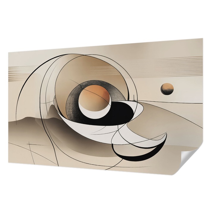 Öntapadós Tapéta Falra, Wallfluent, Harmonikus absztrakció, Bézs, 416 x 254 cm, Előszobába, Hálószobába, 010170060070000284798