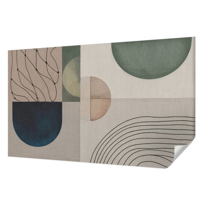 Fali Fotótapéta Autodeziv, Wallfluent, Forme geometrice, Bej, 416 x 254 cm, Pentru Perete, Rezistente La Apa, Umiditate Si Pete, 010170060070000284832