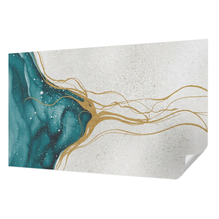 Öntapadós Tapéta Falra, Wallfluent, Türkiz vonalak, Kék, 416 x 254 cm, Fali Dekoráció, Nedvesség- És Foltálló, 010170060070000284855