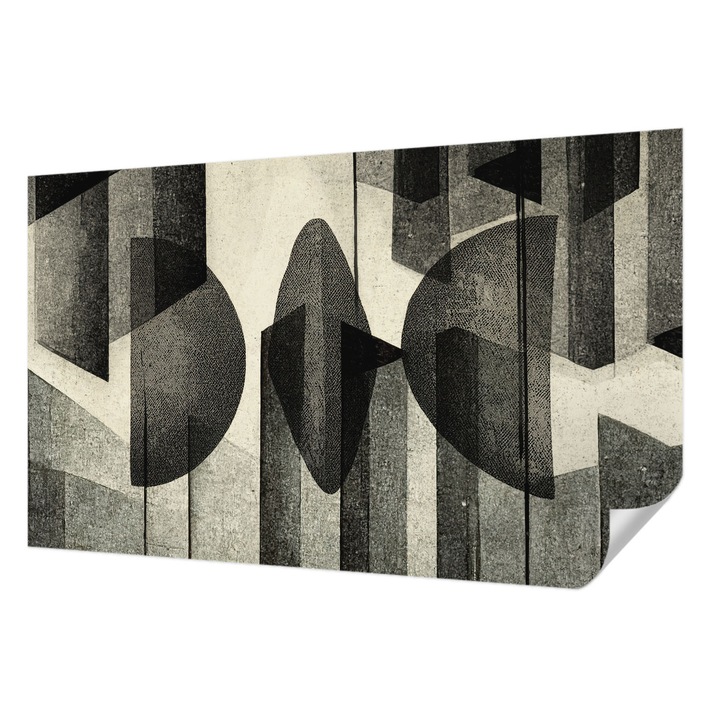Öntapadós Fotótapéta Falra, Wallfluent, Geometriai alakzatok, Fekete, 416 x 254 cm, Dekoráció, Erős Ragasztó, 010170060070000284866