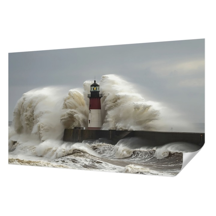 Öntapadós Fotótapéta Falra, Wallfluent, Tengeri hullámok, Szürke, 416 x 254 cm, Klasszikus, Könnyen Felszerelhető, 010170060070000284867