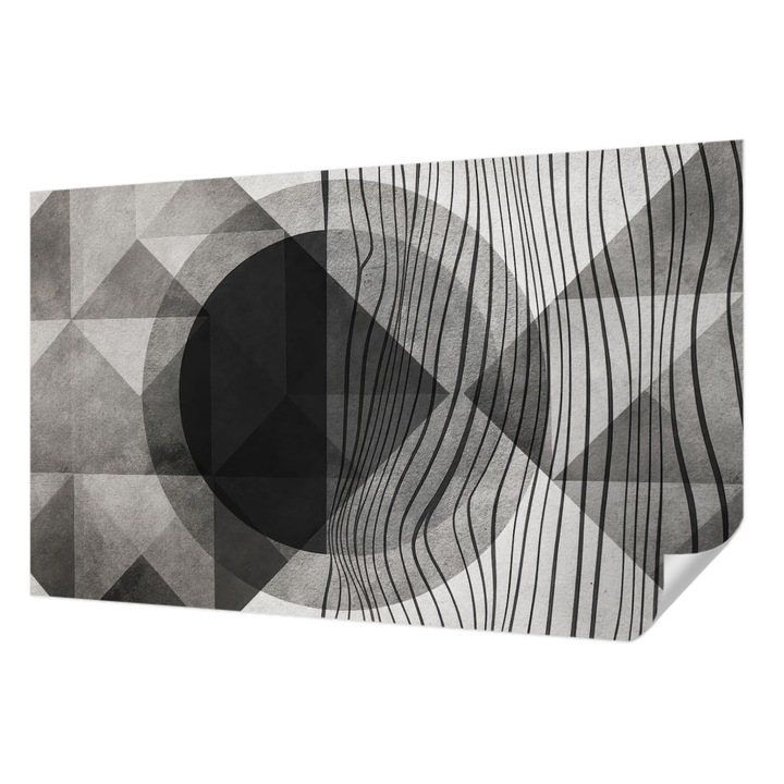Öntapadós Tapéta Fali Dekoráció, Wallfluent, Absztrakt formák, Fekete és fehér, 416 x 254 cm, Nappaliba, Konyhába, 010170060070000284885