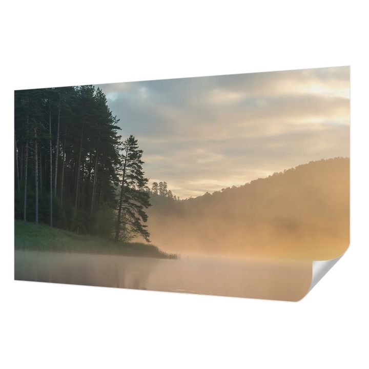 Öntapadós Dekor Tapéta, Wallfluent, Ködös reggel, Zöld, 416 x 254 cm, Könnyen Tisztítható, Nedvességálló, 010170060070000284932