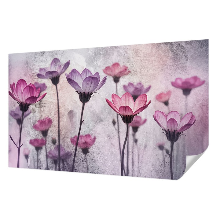 Öntapadós Dekor Tapéta, Wallfluent, Pasztell virágok, Rózsaszín, 416 x 254 cm, Erős Ragasztó, Modern Belsőépítészeti Dekoráció, 010170060070000284933