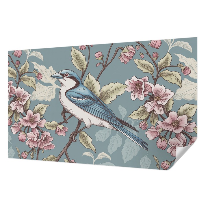 Öntapadós Tapéta Fali Dekoráció, Wallfluent, Tavaszi harmónia, Kék, 416 x 254 cm, Modern Dizájn, Nedvesség- És Foltálló, 010170060070000284938