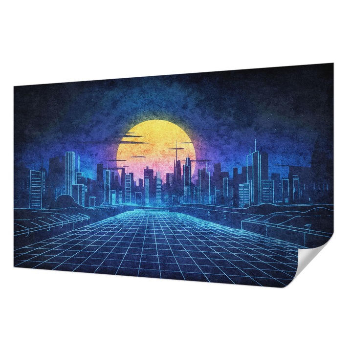 Fali Fotótapéta Autocolant, Wallfluent, Peisaj futurist, Albastru, 416 x 254 cm, Adeziv Puternic, Usor De Montat Si Rezistent, 010170060070000284946