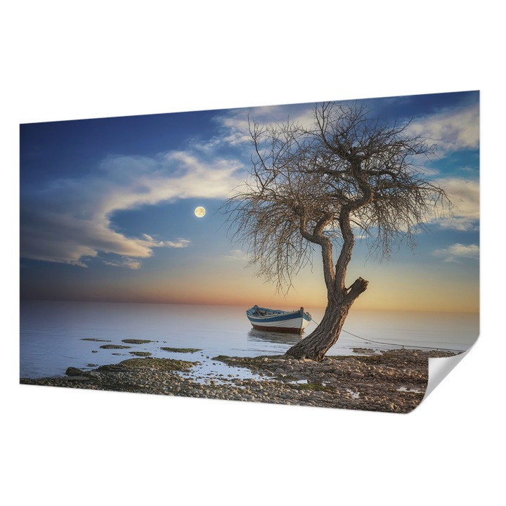 Fali Fotótapéta Autocolant, Wallfluent, Un peisaj linistit, Albastru, 416 x 254 cm, Decorativ, Usor De Instalat, 010170060070000284954