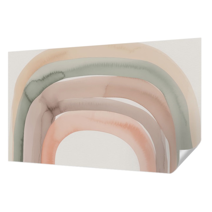 Öntapadós Dekor Tapéta, Wallfluent, Szivárvány ívek, Bézs, 416 x 254 cm, Dekoráció, Falra, 010170060070000284968