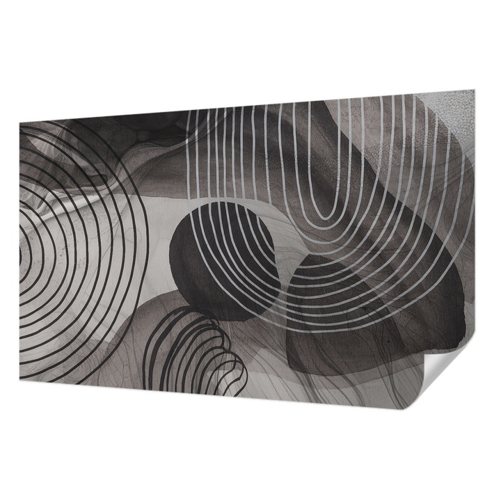 Tapet Autodeziv De Perete, Wallfluent, Armonia formelor, Gri, 416 x 254 cm, Pentru Living, Birou, Hol, 010170060070000284997