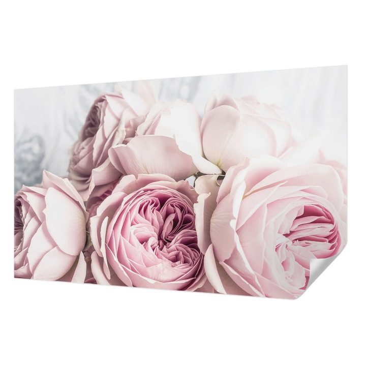 Öntapadós Tapéta Fali Dekoráció, Wallfluent, Rózsaszín rózsák, Rózsaszín, 416 x 254 cm, Dekoráció, Falra, 010170060070000285008