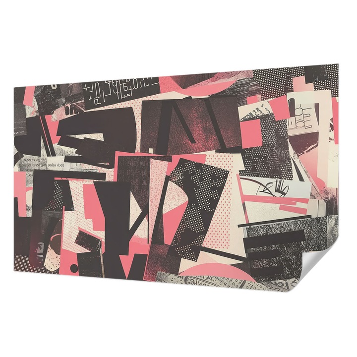 Öntapadós Dekor Tapéta, Wallfluent, Geometrikus kollázs, Fekete, 416 x 254 cm, Fali Dekoráció, Nedvesség- És Foltálló, 010170060070000284996