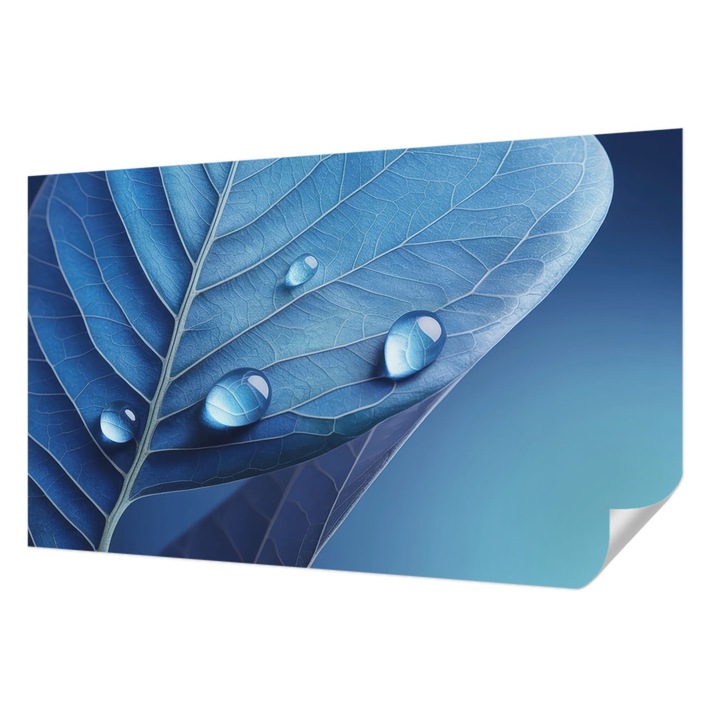 Öntapadós Fotótapéta Falra, Wallfluent, Kék levél, Kék, 416 x 254 cm, Dekoráció, Erős Ragasztó, 010170060070000285025