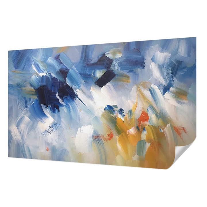 Öntapadós Dekor Tapéta, Wallfluent, Színes ecsetvonások, Kék, 416 x 254 cm, Dekoráció, Falra, 010170060070000285033