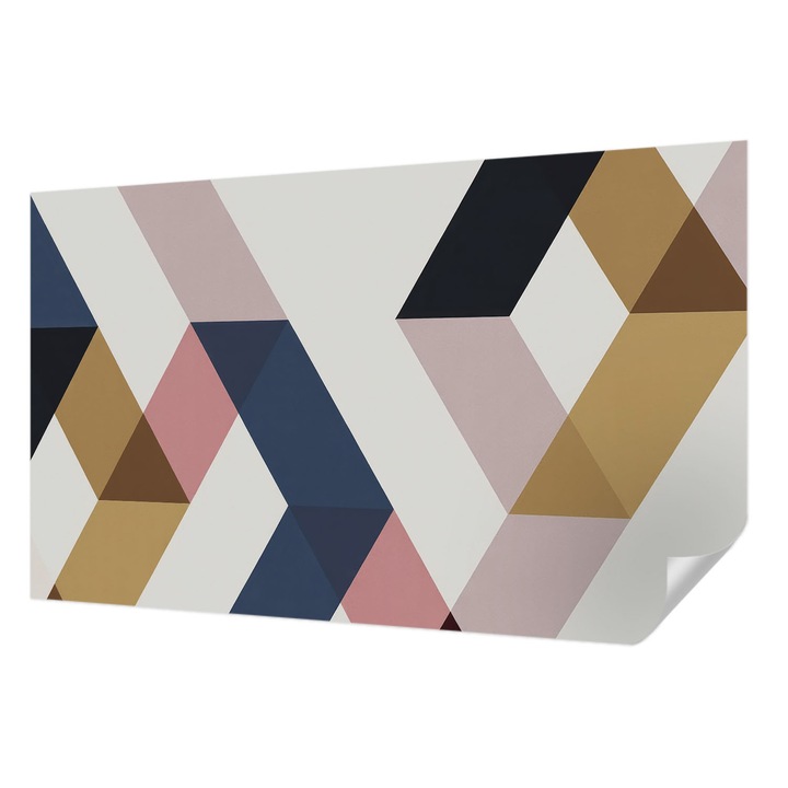 Öntapadós Tapéta Fali Dekoráció, Wallfluent, Színes rombuszok, Fehér, 416 x 254 cm, Könnyen Tisztítható, Nedvességálló, 010170060070000285037
