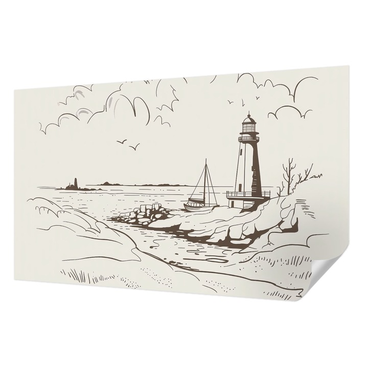 Fali Fotótapéta Autocolant, Wallfluent, Peisajul de coasta, Bej, 416 x 254 cm, Detasabil, Lavabil, 010170060070000285034