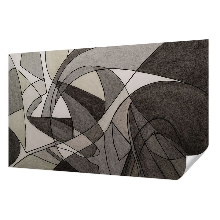 Tapet Autodeziv De Perete, Wallfluent, Abstractie geometrica, Gri, 416 x 254 cm, Pentru Baie, Bucatarie, 010170060070000285038