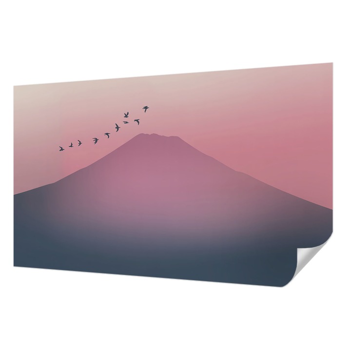 Tapet Textil Autocolant, Wallfluent, Muntele Vest, Roz, 416 x 254 cm, Adeziv Puternic, Usor De Montat Si Rezistent, 010170060070000285055