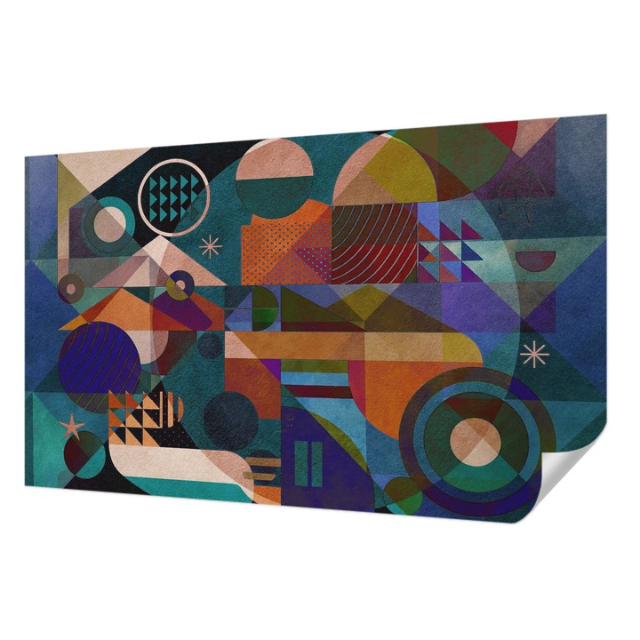 Tapet Autodeziv De Perete, Wallfluent, Arta geometrica, Verde, 416 x 254 cm, Pentru Interior, Usor De Curatat, 010170060070000285078