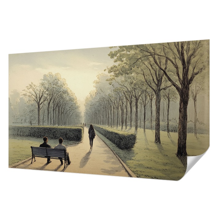 Öntapadós Tapéta Fali Dekoráció, Wallfluent, Park béke, Zöld, 416 x 254 cm, Erős Ragasztó, Modern Belsőépítészeti Dekoráció, 010170060070000285073