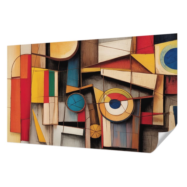 Tapet Textil Autocolant, Wallfluent, Modele geometrice, Alb, 416 x 254 cm, Pentru Living, Birou, Hol, 010170060070000285099