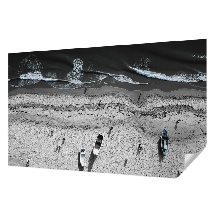 Fali Fotótapéta Autocolant, Wallfluent, Liniste pe plaja, Gri, 416 x 254 cm, Adeziv Puternic, Usor De Montat Si Rezistent, 010170060070000285116