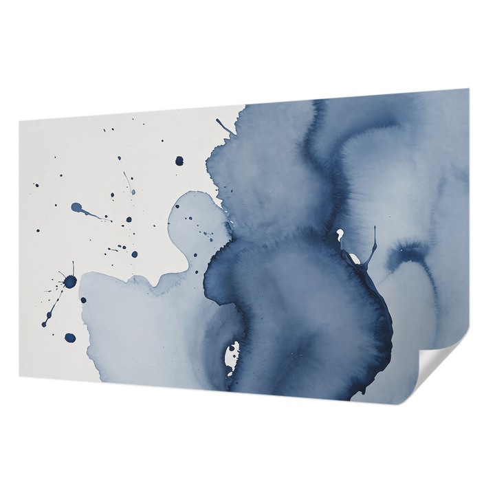 Öntapadós Tapéta Falra, Wallfluent, Sötétkék fröccsenések, Fehér, 416 x 254 cm, Dekoráció, Klasszikus, 010170060070000285153