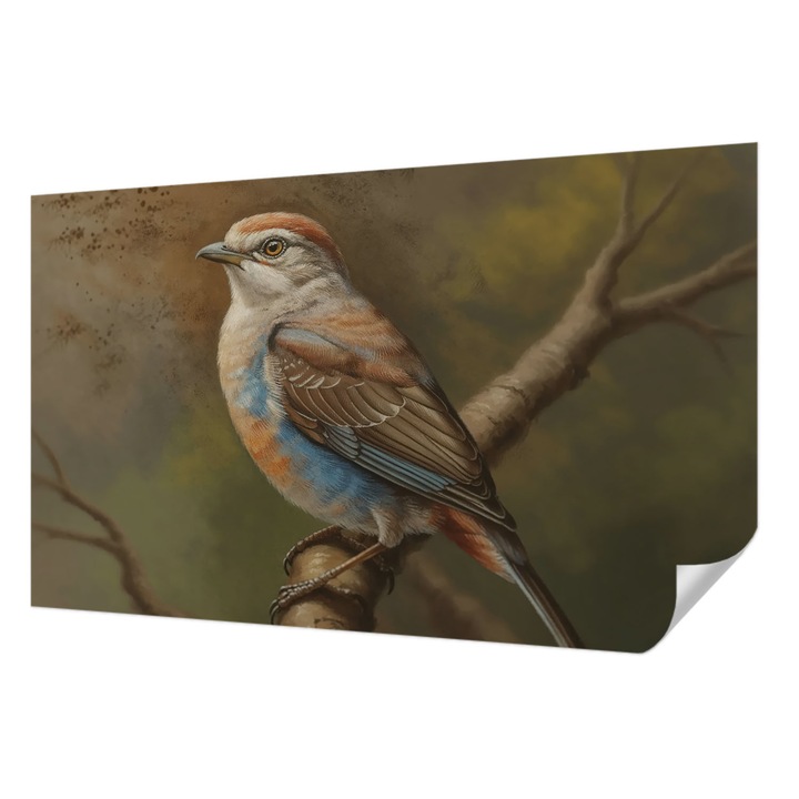 Fali Fotótapéta Autocolant, Wallfluent, Portret de pasare, Alb, 416 x 254 cm, Detasabil, Lavabil, 010170060070000285162