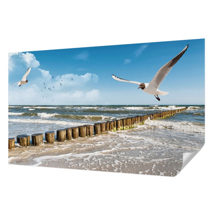 Öntapadós Tapéta Falra, Wallfluent, Tengerparti táj, Kék, 416 x 254 cm, Nappaliba, Konyhába, 010170060070000001025