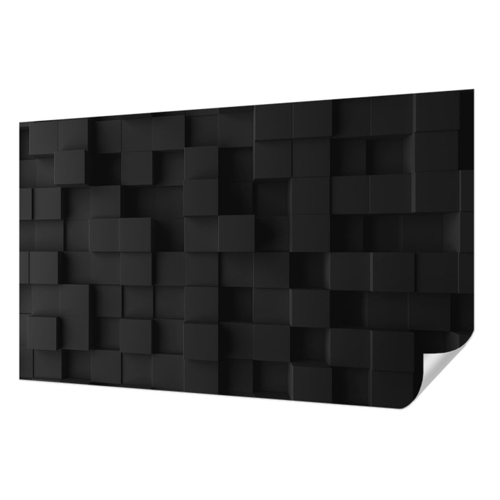Fali Fotótapéta Autocolant, Wallfluent, Cuburi tridimensionale, Negru, 416 x 254 cm, Pentru Interior, Usor De Curatat, 010170060070000285239